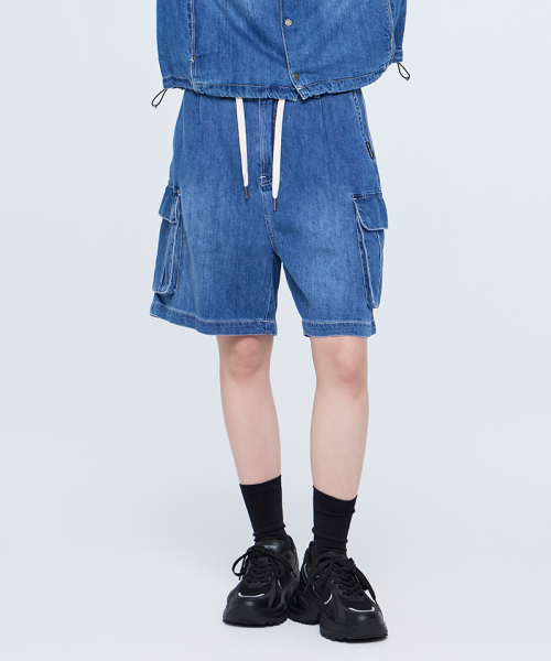 라이프워크() 여성) 카고 5부 데님 팬츠 상품 이미지