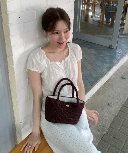 raffia bag (mini-tote) - brown