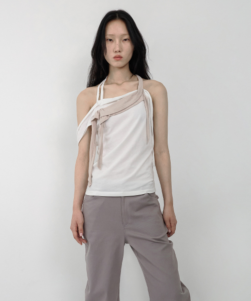RAWCUT HALTER SLEEVELESS IVORY