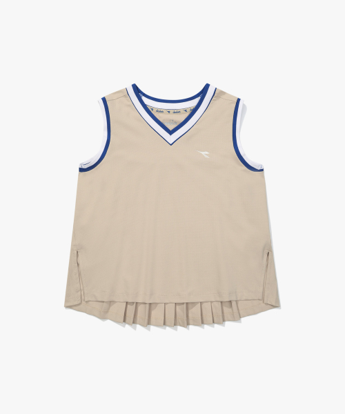 Теннисный плиссированный топ без рукавов BEIGE