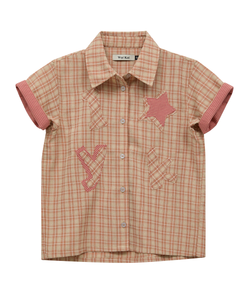 Рубашка YK Star с аппликацией в клетку, Pink Beige