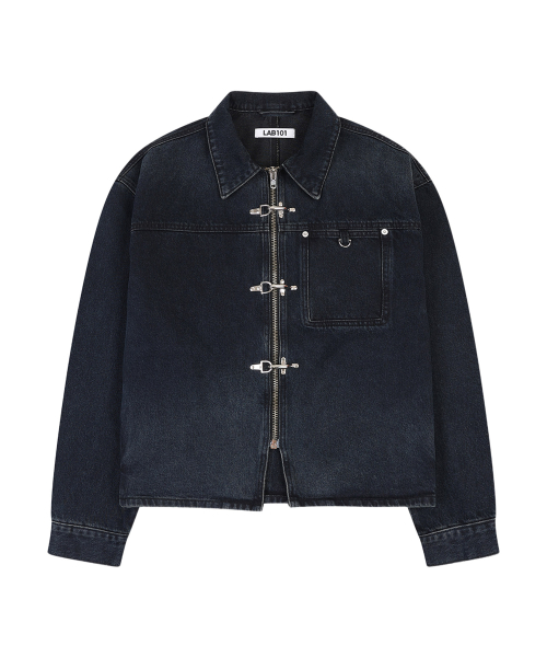 EXPERIMENTAL RESEARCHER UNIFORM CROP DENIM JACKET