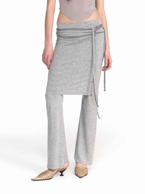 ◆2000Archives◆ AVA LAYERED SKIRTPANTS MELANGE GREY 2A25D2P 2000아카이브스(2000ARCHIVES) AVA LAYERED SKIRT-PANTS