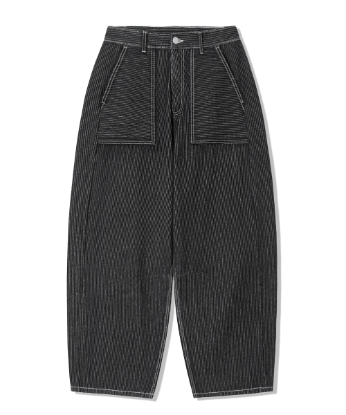 STRIPE CARPENTER BALLOON DENIM PANTS_BLACK