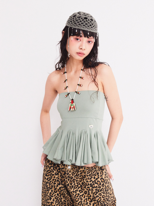 에즈이프 캘리(ASIF CALIE) HEART MEDAL 2WAY HOOL SKIRT KHAKI 에즈이프 캘리(ASIF CALIE) HEART MEDAL 2WAY HOOL SKIRT KHAKI