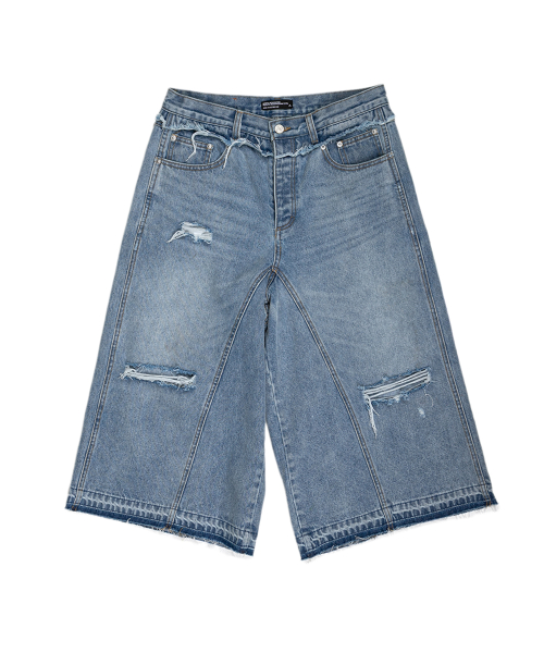 Layered Waist джинс Short - Light Blue