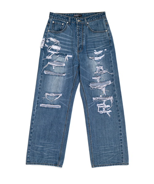 Thrashed & Repaired Selvage джинс - Washed Blue