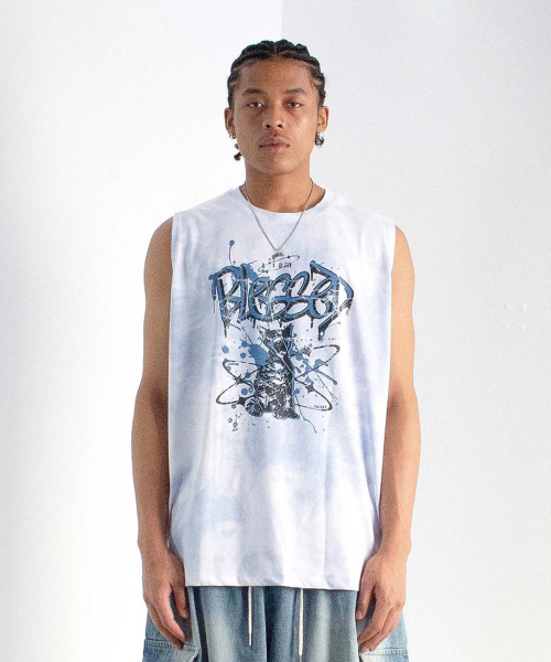 MIXXJ TIEDYE CAT SLEEVELESS (BLUE)