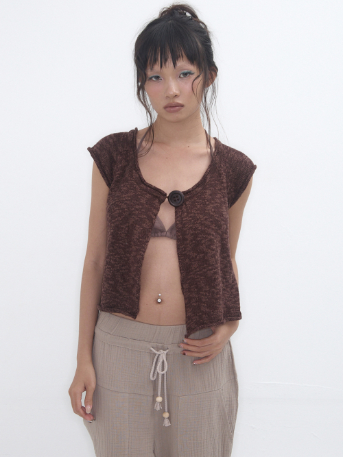 Big Button Cardigan Brown