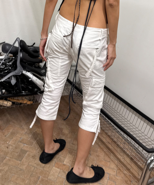 KNEE LENGTH POCKET SKINNY PANTS белый