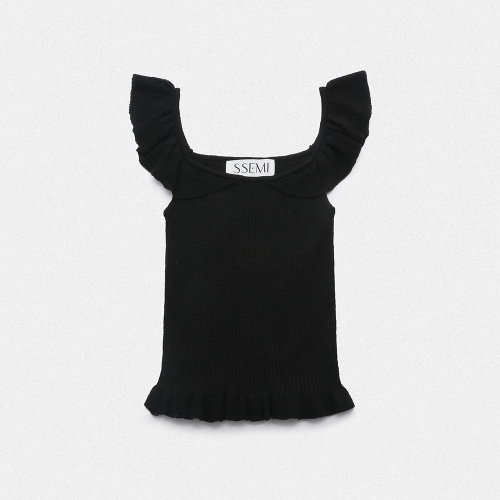 RUFFLE KNIT SLEEVELESS(BK)