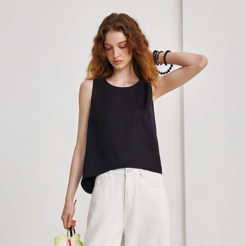 YY_Crew neck lace vest_2color