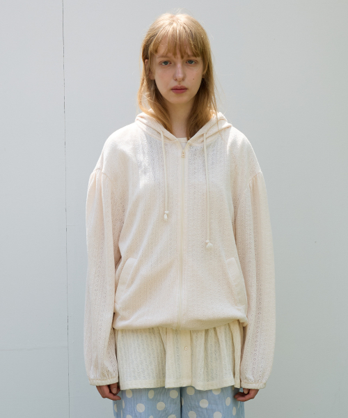 Mellow Lace Hoodie, Cream