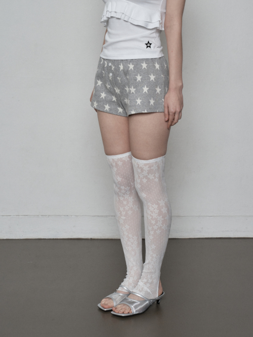 【SETUP-EXE】STAR SHORT PANTS ★韓国人気★ 追跡付 셋업이엑스이(SETUP-EXE) STAR SHORT PANTS / MELANGE GREY