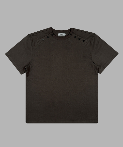 Double Side Button Henry Neck Brown
