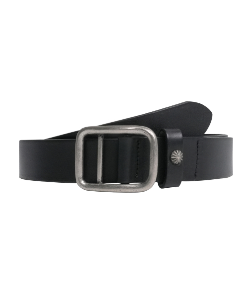 Cowhide Concho Holeless Leather Belt BLACK