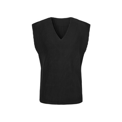 Базовый плиссированный жилет с V-вырезом (унисекс) Black