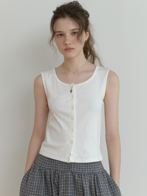 Nap button sleeveless (white)