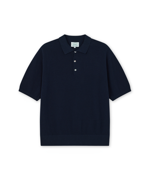 Knitted Cotton Polo Shirt (Navy)