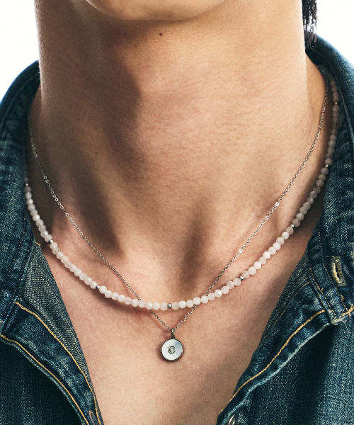 에스에스와이() [SET] 하이드 문스톤 & 실버 디스크 목걸이 상품 이미지