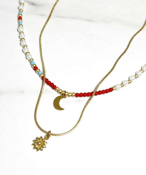 에스에스와이() [SET] 체리골드 터키스톤 & 골드데이지 목걸이 상품 이미지