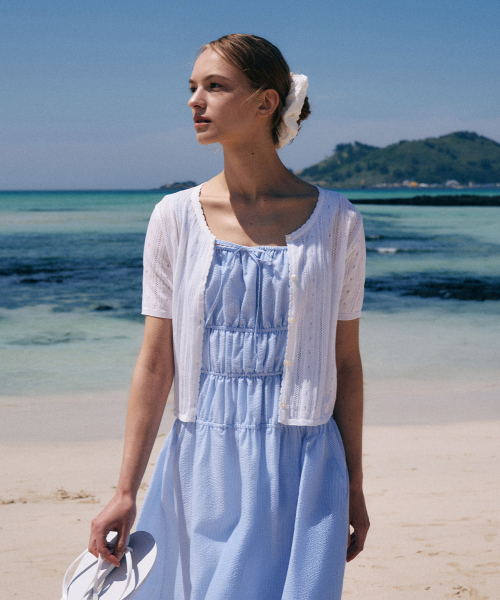 Eyelet Half Sleeve Cardigan[LMBESUKN278]-3color