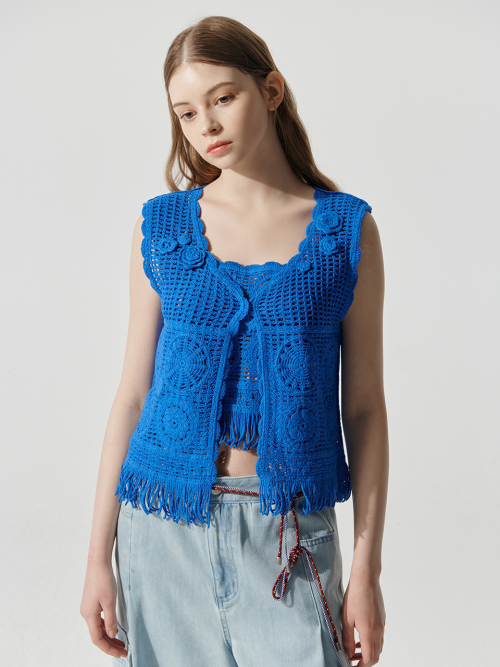 Honeycomb Patterned Knit Vest_MB5VKN4