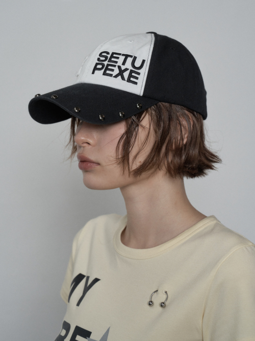★SETUP-EXE★STUDDED LOGO BALL CAP / BLACK (W)★韓国送料込 셋업이엑스이(SETUP-EXE) STUDDED LOGO BALL CAP / BLACK (W