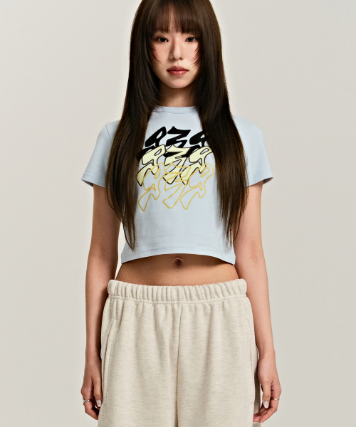 아카이브 볼드(ARCHIVE BOLD) 939 SMASHED LOGO CROP TOP (SKY
