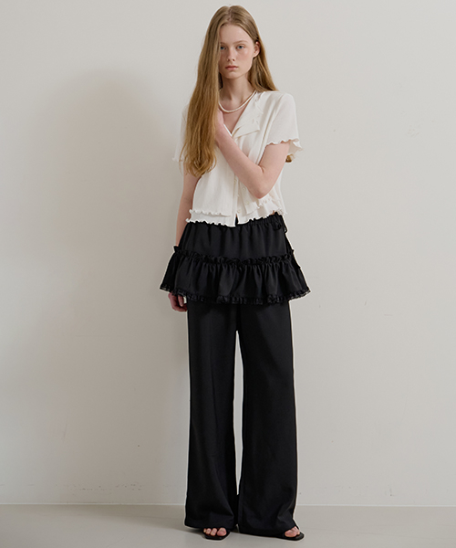 BANDING SKIRT PANTS - BLACK