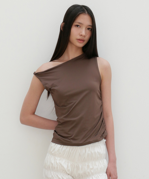 Drop Shoulder Twist Top - Brown