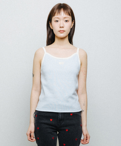 SCALLOP SLEEVELESS KNIT sky blue