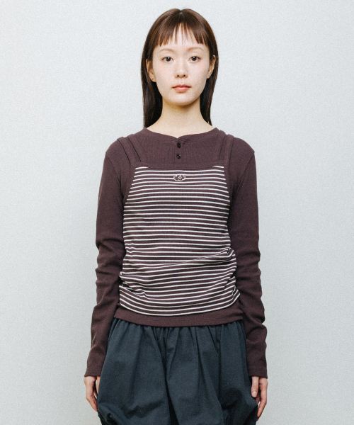 STRAP RIBBED SLEEVELESS brown