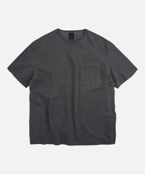 COVER STITCH PIGMENT DYEING TEE _ CHARCOAL