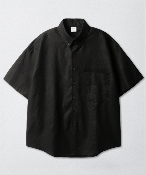 Slick BD Oxford Short Sleeved Shirt Black KJSS2638