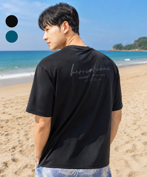 남자 반팔 래쉬가드 루즈핏 수영복 비치 스윔웨어 상의 (2color) / RI384M