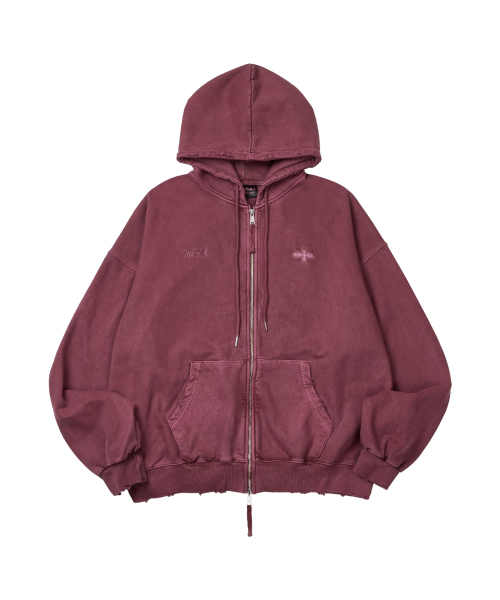 P. Crusades hood zip _ Solid pink
