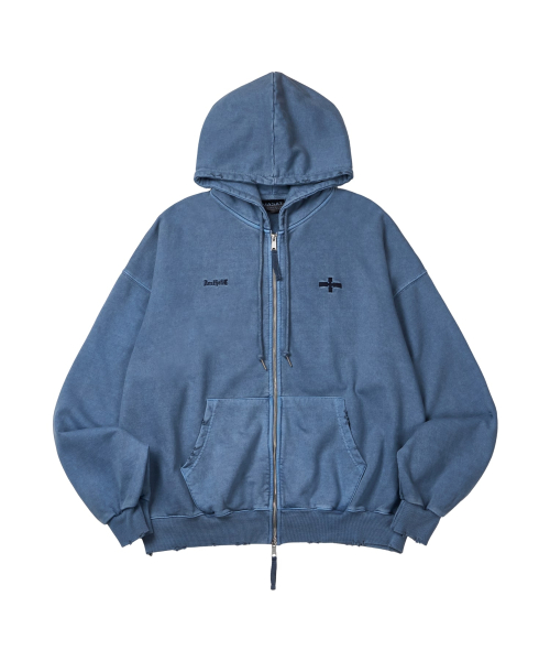 P. Crusades hood zip _ Smoke blue