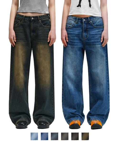 [2PACK] [UNISEX] BTB : WAVE WASHING JEANS 6 Color