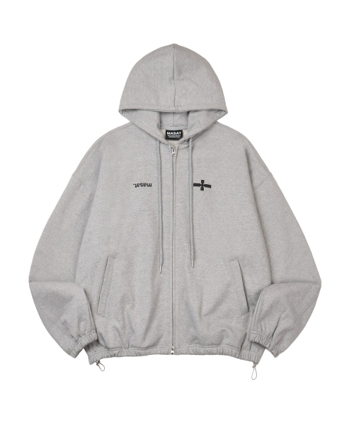 Cross String Hood Zip _ Gray