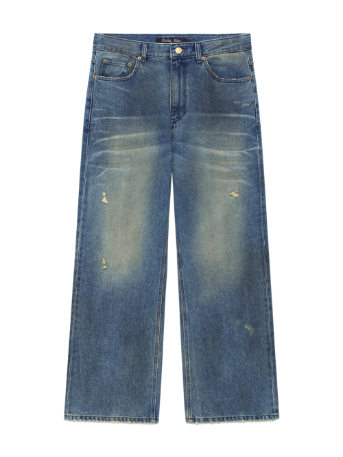 EMBO WASHED DENIM PANTS FOR MEN IN BLUE