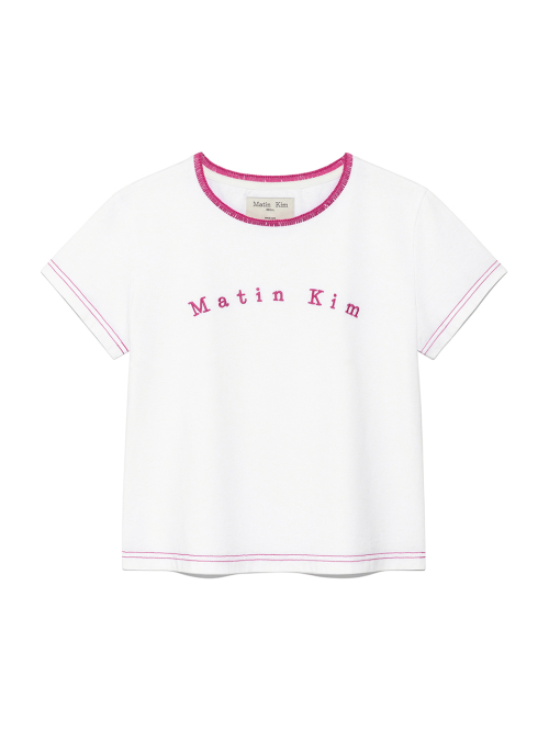 마뗑킴(MATIN KIM) COLOR POINT ARCH LOGO TOP IN WHITE