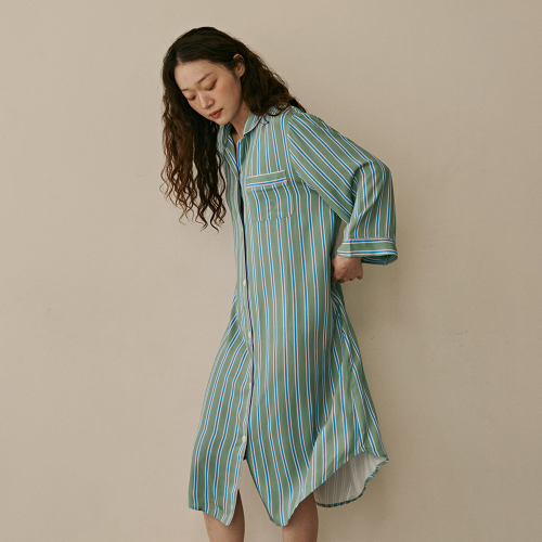 Пижамное платье Day Off из 100% вискозы Green Stripe