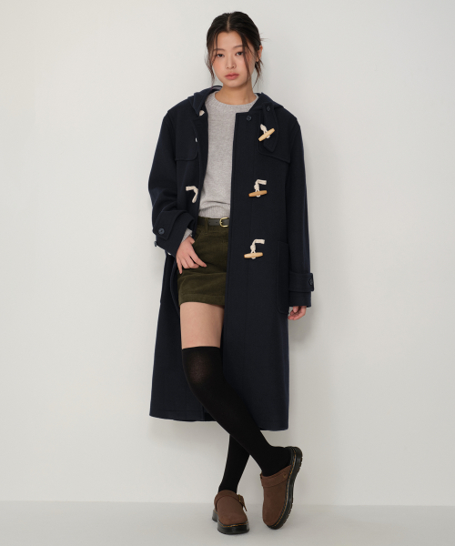 Женский дафлкот оверсайз из шерсти [Navy]