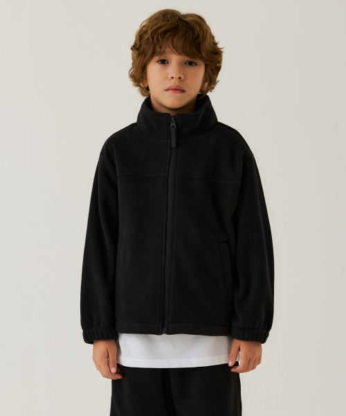무신사 스탠다드 키즈() 오버사이즈 폴라 플리스 하이넥 재킷 [블랙] 상품 이미지