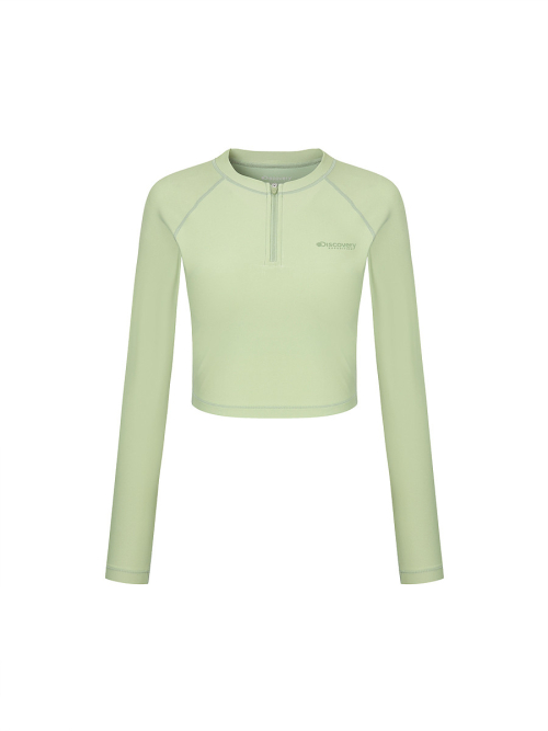 디스커버리 익스페디션() [무료반품] 프레시벤트 여성 하프집업 크롭 래쉬가드 (YELLOW GREEN) 상품 이미지