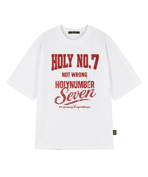 [홀리넘버세븐] 홀리 빈티지 레터링 오버핏 반팔티_화이트 HOLYNO7OVER001