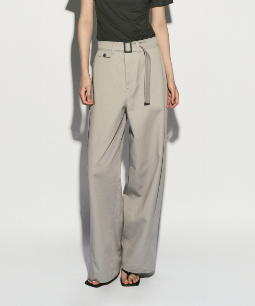 Belted straight leg trouser ash серый