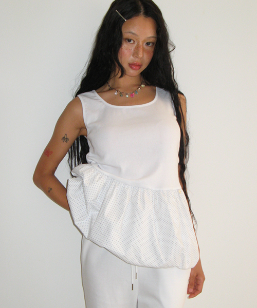 론론(RONRON) PUMPKIN LAYERED SLEEVELESS WHITE DOT - 사이즈