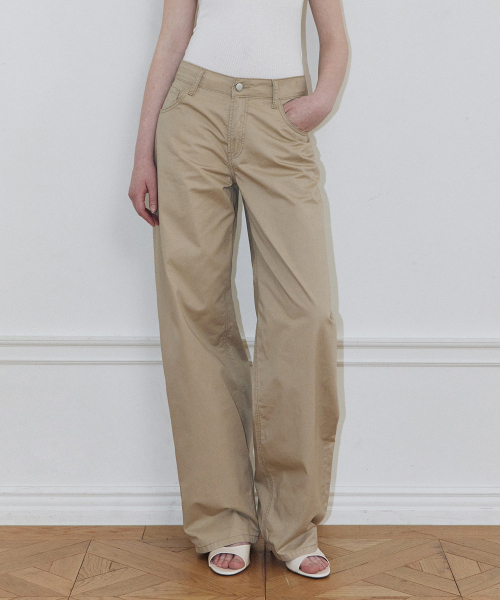 Широкие хлопковые брюки (BEIGE)